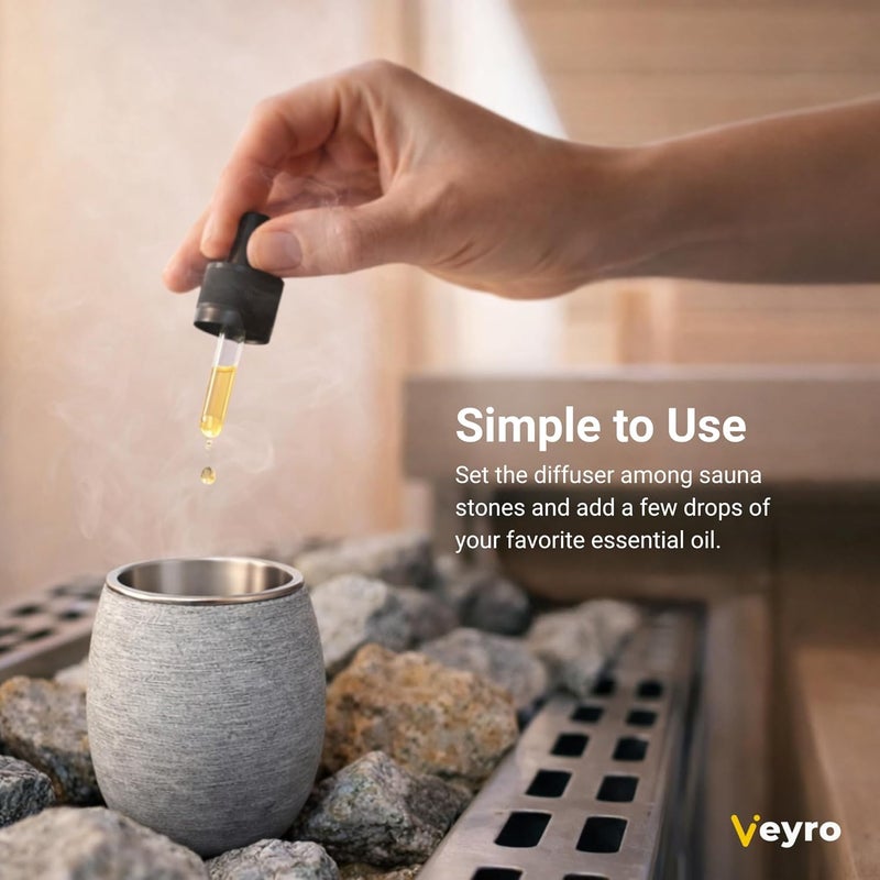 Veyro Large Sauna Diffuser – Natural Stone Aroma Cup for Essential Oils, Sauna Essential Oil Diffuser, Sauna Aromatherapy Bowl, Gifts for a Sauna Accessories Luxury Stone Oil Holder - Image 3